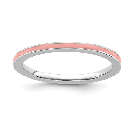 Sterling Silver Stackable Expressions Pink Enameled 1.5mm Ring | QSK141 ,