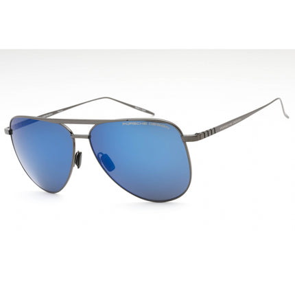 Porsche Men's Sunglasses - Titanium Metal Full Rim Frame Blue Mirror Lens | P8929 D ,