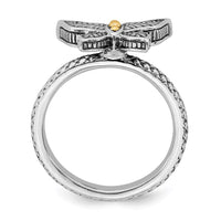 Sterling Silver & 14k Stackable Expressions Antiqued Ring | QSK862 ,