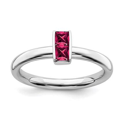 Sterling Silver Stackable Expressions Created Ruby Ring | QSK2118 ,