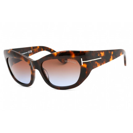 Tom Ford Women's Sunglasses - Dark Havana Plastic Cat Eye Shape Frame | FT1065 52F ,