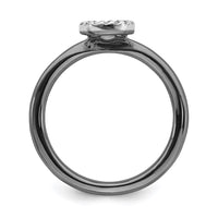 Sterling Silver Stackable Expressions Black-plated Halo Dia. Ring | QSK1993 ,