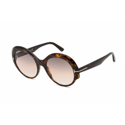 Tom Ford Unisex Sunglasses - Dark Havana Plastic Oval Full Rim Frame | FT0873 52F ,