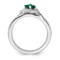 Sterling Silver Stackable Expressions Polished Cr. Emerald & Dia Ring | QSK658 ,