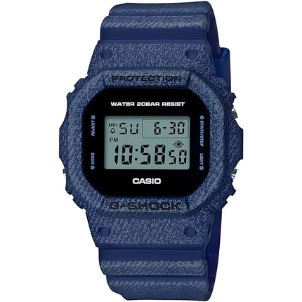 Casio Men's Watch - G-Shock Alarm Denim Dark Blue Resin Strap Digital | DW5600DE-2 ,