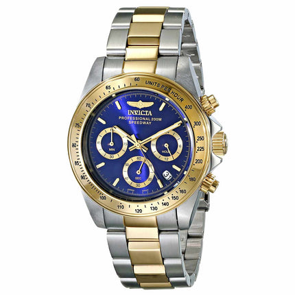 Invicta Men's Chronograph Two Tone Watch - Speedway Quartz Blue Dial Date | 3644 ,