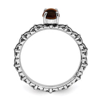 Sterling Silver Stackable Expressions Tigers Eye Antiqued Ring | QSK748 ,