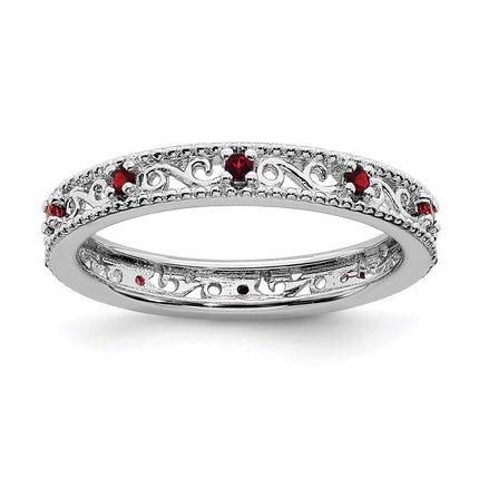 Sterling Silver Stackable Expressions Garnet Ring | QSK1482 ,