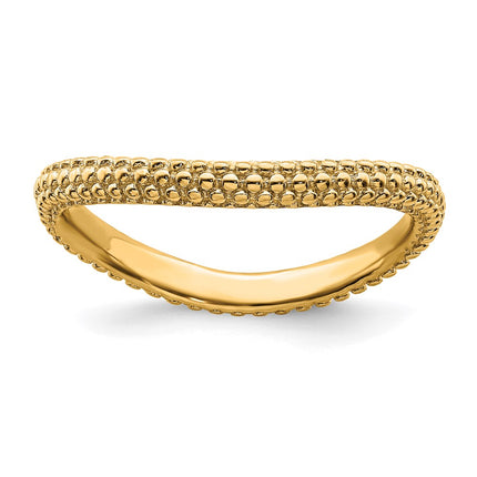 Sterling Silver Stackable Expressions Polished Gold-plated Wave Ring | QSK687 ,