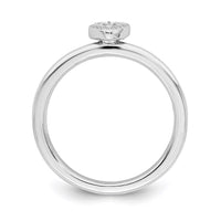 Sterling Silver Stackable Expressions Polished Diamond Heart Ring | QSK1867 ,