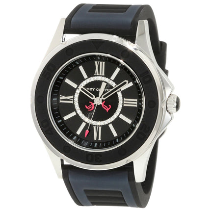 Juicy Couture 1900875 Women's Rich Girl Swarovski Crystals Black Dial Rubber Strap Watch ,