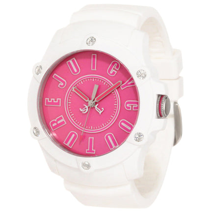 Juicy Couture 1900908 Women's Surfside Pink Dial White Silicon Strap Watch ,