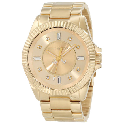 Juicy Couture 1900929 Women's Stella Swarovski Crystals Gold Dial Yellow Gold Steel Bracelet Watch ,