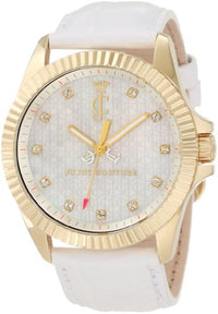 Juicy Couture 1900930 Women's Stella MOP Dial Yellow Gold Steel White Leather Strap Watch ,
