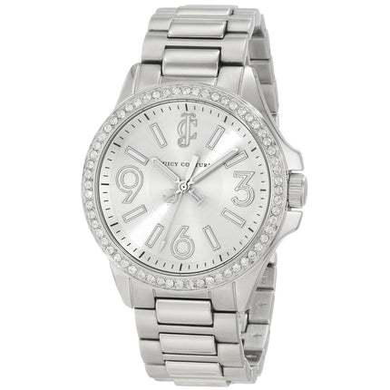 Juicy Couture 1900958 Women's Jetsetter Swarovski Crystal Bezel Silver Dial Steel Bracelet Watch ,
