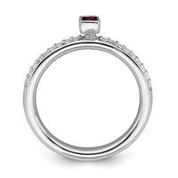 Sterling Silver Stackable Expressions Rhodolite Garnet & Diamond Ring | QSK2141 ,