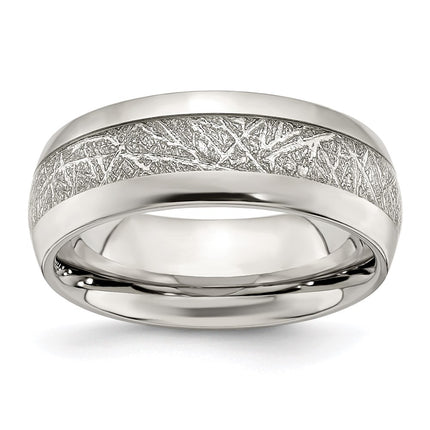 Stainless Steel Polished Glitter Paper Inlay Center 8mm Band | SR677 ,