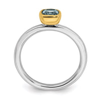 Sterling Silver Stackable Expressions w/Gold-plate Aquamarine Ring | QSK1889 ,