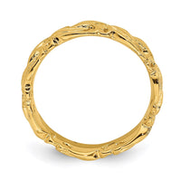 Sterling Silver Stackable Expressions Gold-plated Carved Band | QSK1672 ,