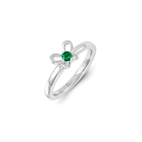Sterling Silver Stackable Expressions Created Emerald Ring | QSK1240 ,