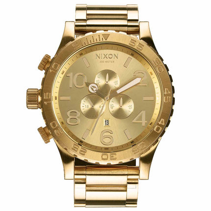 Nixon A083502 Men's 51-30 Chrono Gold Dial Yellow Gold Steel Bracelet Lefty Dive Watch ,