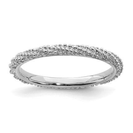 Sterling Silver Stackable Expressions Polished Textured Ring | QSK1841 ,