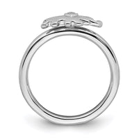 Sterling Silver Stackable Expressions Elephant Diamond Ring | QSK2170 ,