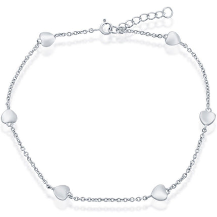 Classic Women's Anklet - Sterling Silver Heart, 10 inch | R-9049-10 ,