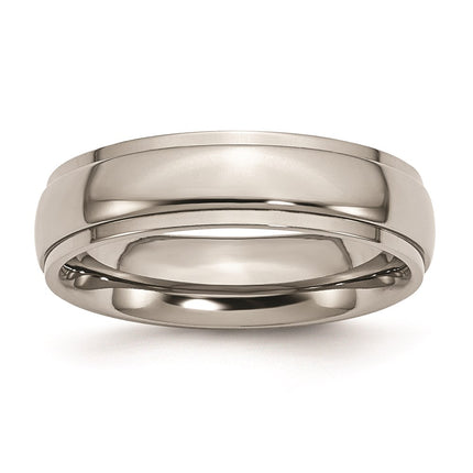 Titanium Ridged Edge 6mm Polished Band | TB23 ,