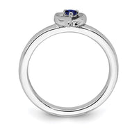 Sterling Silver Stackable Expressions Created Sapphire Heart Ring | QSK1530 ,
