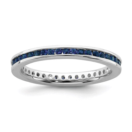 Sterling Silver Stackable Expressions Polished Created Sapphire Ring | QSK659 ,