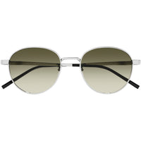 Saint Laurent Unisex Sunglasses - Silver Metal Round Frame Green Lens | SL533 014 ,