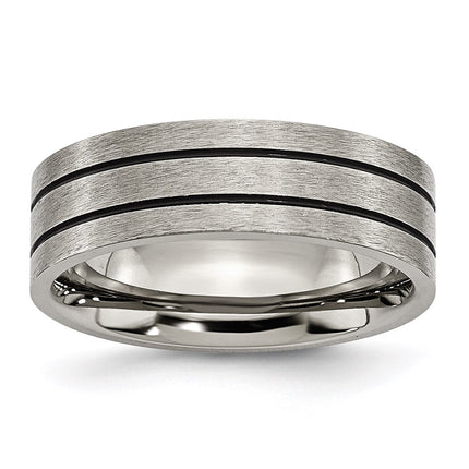 Titanium Black Enamel Flat Grooved 7mm Brushed Band | TB150 ,