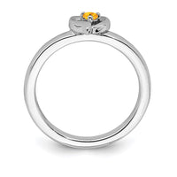 Sterling Silver Stackable Expressions Citrine Heart Ring | QSK1532 ,