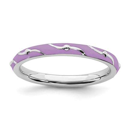 Sterling Silver Stackable Expressions Purple Enamel Ring | QSK1502 ,