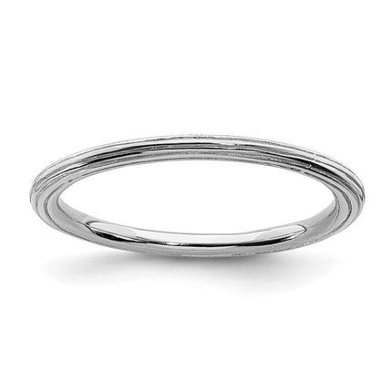Sterling Silver Stackable Expressions Rhodium Step-down Ring | QSK183 ,