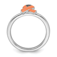 Sterling Silver Stackable Expressions Orange Enameled Awareness Ribbon Ring | QSK945 ,