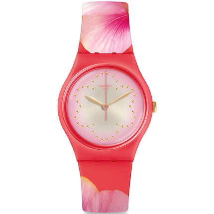 Swatch Women's Watch - Fiore Di Maggio Quartz Pink Dial Silicone Rubber Strap | GZ321 ,