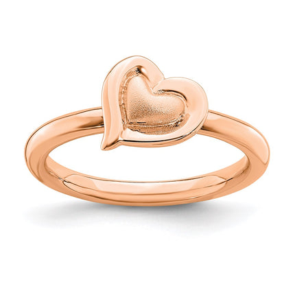 Sterling Silver Stackable Expressions Pink-plated Heart Ring | QSK1625 ,