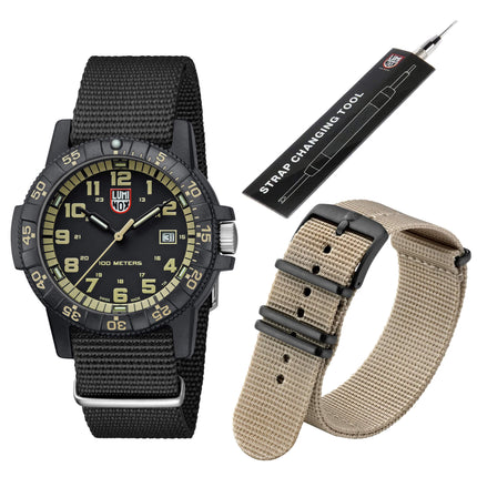 Luminox Men's Quartz Watch - Sea Turtle Giant 0320 Series Black Nylon Strap | 0333 Set ,