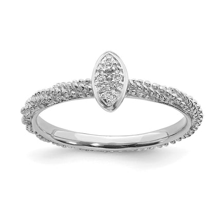 Sterling Silver Diamond Stackable Expressions Textured Ring | QSK1824 ,