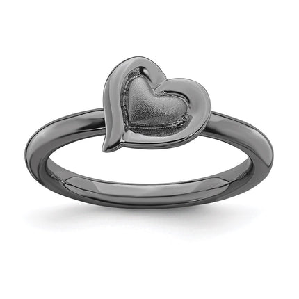 Sterling Silver Stackable Expressions Black-plated Heart Ring | QSK1624 ,