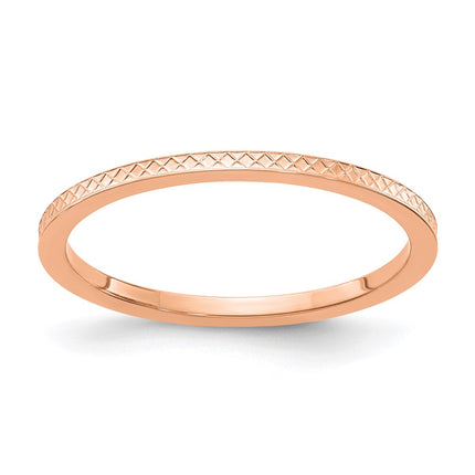 10K Rose Gold 1.2mm Criss-Cross Pattern stackable Band | 1STK20-120R ,