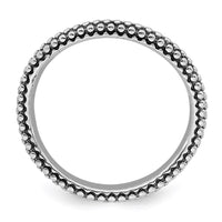 Sterling Silver Stackable Expressions Polished Antiqued Wave Ring | QSK830 ,