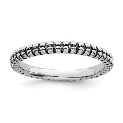 Sterling Silver Stackable Expressions Antiqued Ring | QSK800 ,