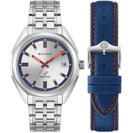 Bulova Men's Watch - Jet Star Quartz Silver Dial Stainless Steel Bracelet | 96K112 ,