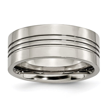 Titanium Grooved 9mm Polished Band | TB120 ,