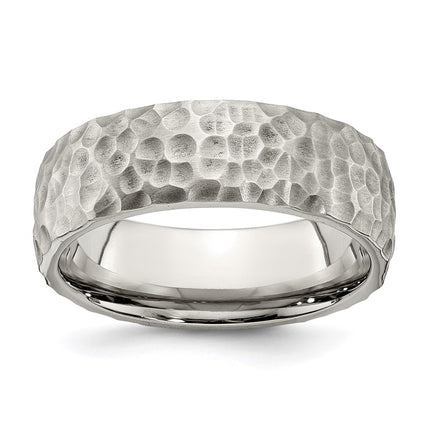 Stainless Steel Brushed and Polished Hammered 7.5mm Band | SR672 ,