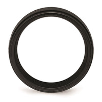 Black Zirconium Polished Ridged Edge 8mm Band | ZCR101 ,