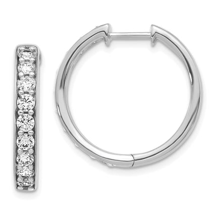 14k White Gold Diamond Hoop Earrings ,